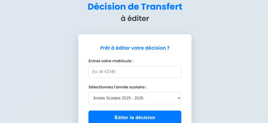 Résultats transfert scolaire: consulter le vôtre