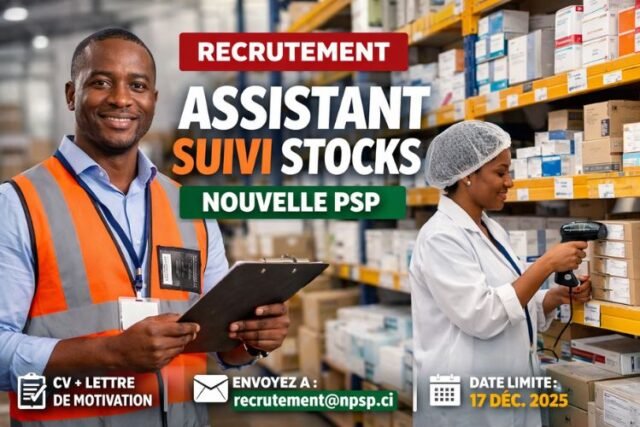 Recrutement assistant suivi stocks Recrutement assistant suivi stocks